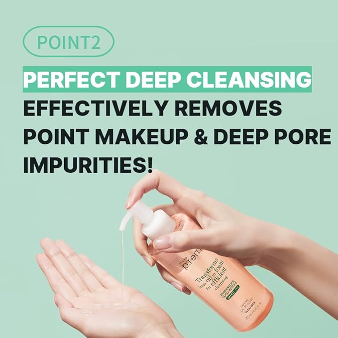 MAKE P:REM Safe Me. Oil to Foam Cleanser, Gentle Transforming Cleanser for Sensitive Skin, Korean Skin Care, 6.76 fl.oz. / 200ml