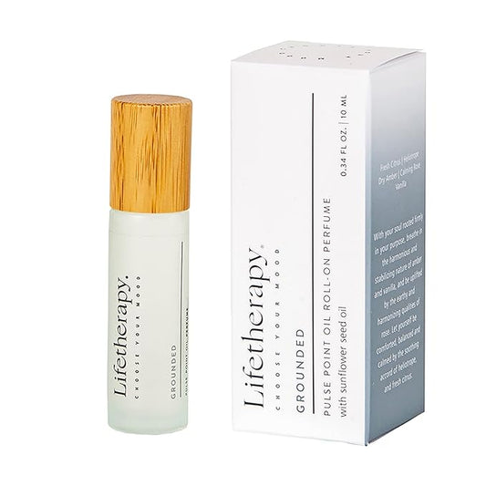 Lifetherapy Pulse Point Oil Roll-on– Grounded | Alcohol free | Long lasting | Perfume | Clean, Skin-Loving Formula | Vegan & Gluten Free | Thoughtfully Crafted Fragrance for Self-Care 0.34oz./10ml