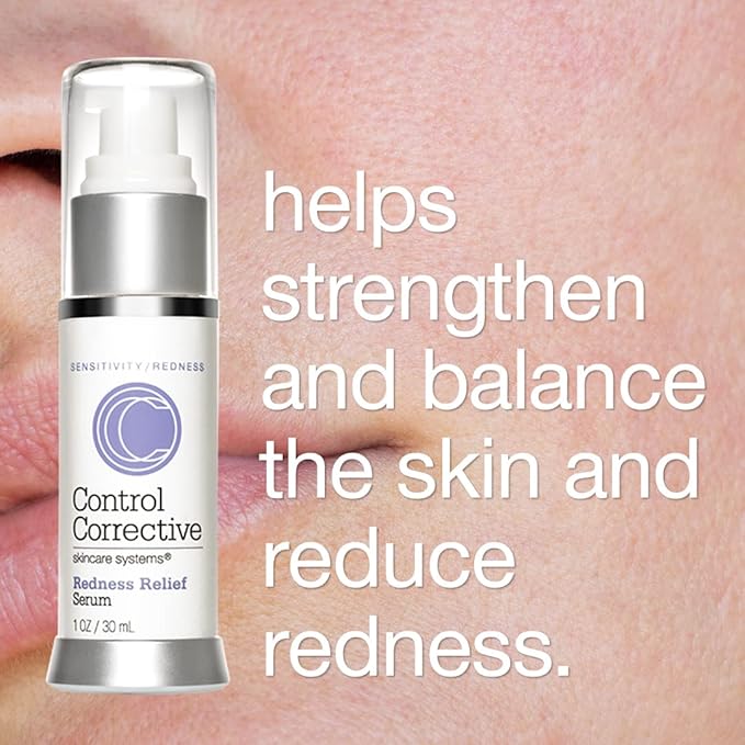 CONTROL CORRECTIVE Redness Relief Serum, 1 Oz - Botanical Extracts & Skin Balancing Vitamins, Calms, Hydrates & Strengthens Sensitive Skin, No Parabens Or Synthetic Dyes, Japanese Green Tea, Soothing