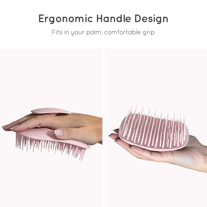 Scalp Massager Shampoo Brush, Scalp Scrubber & Exfoliator for Dandruff Removal, Wet & Dry and Detangler for Men and Women, Suitable for Short Medium Hair (Pink)