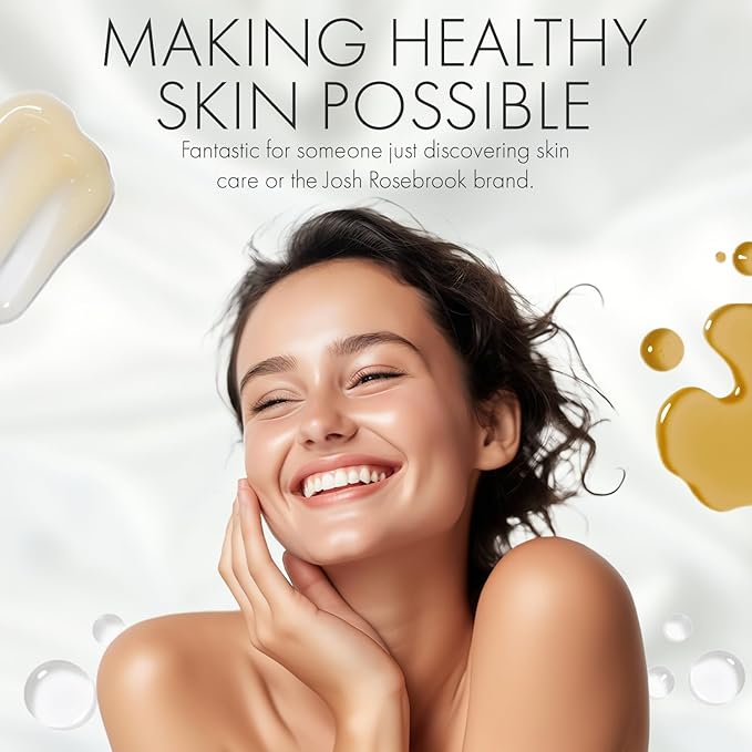 Josh Rosebrook The Essentials Kit - Cleanse, Tone & Hydrate Skincare Set | Complete Moisture Cleanse 1 oz, Daily Acid Toner 0.5 oz, Hydrating Accelerator 1 oz | Travel Size Facial Skin Care