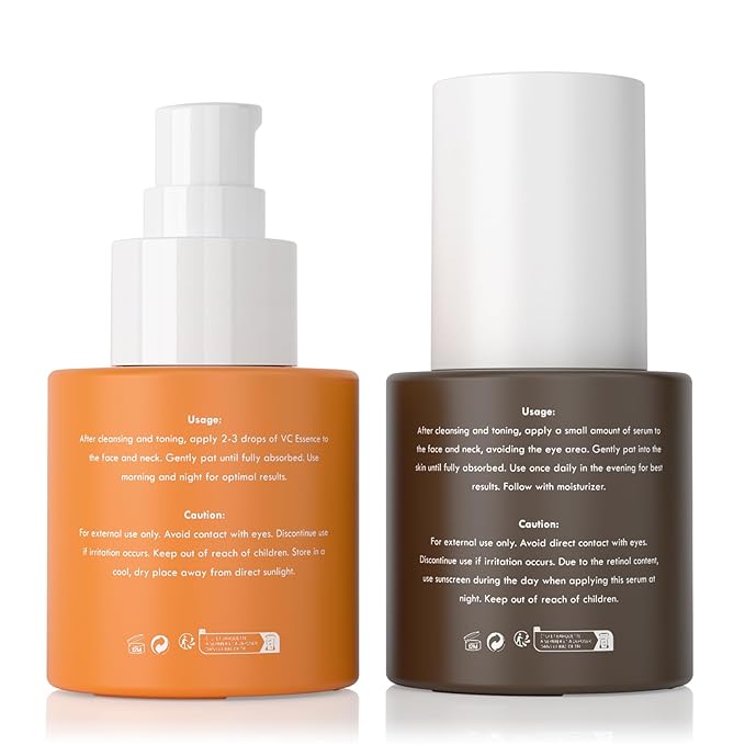 Face Serum Duo – Retinol Serum for Face & Vitamin C Serum – Anti Aging Skin Care Set for Women – Skin Care for Bright, Anti Wrinkle, Smooth, & Firm Skin – 1 fl oz, 2 Bottles