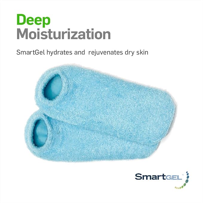 NatraCure Moisturizing Gel Socks - (Helps Dry Feet, Cracked Heels, Dry Heels, Rough Calluses, Cuticles, Dead Skin, Use with Your Favorite Lotions, Creams or Spa Pedicure) - Color: Aqua