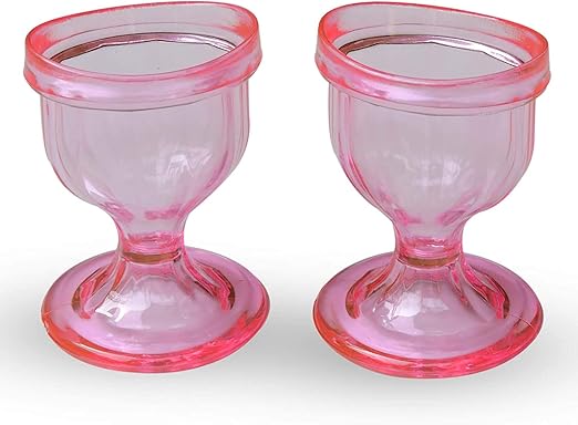 Pink Colored Eye Wash Cups for Effective Eye Cleansing - Eye Shaped Rim, Snug Fit (Set 2 Pcs.)