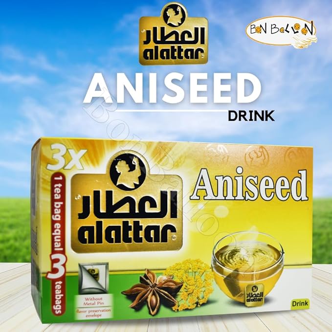 AlAttar Drink Herbal Anise Tea (20 Bags) Anis Aniseed Herbals Herb Herbs No Artificial Coloring No Additives Non Gmo Kosher Halal العطار ينسون