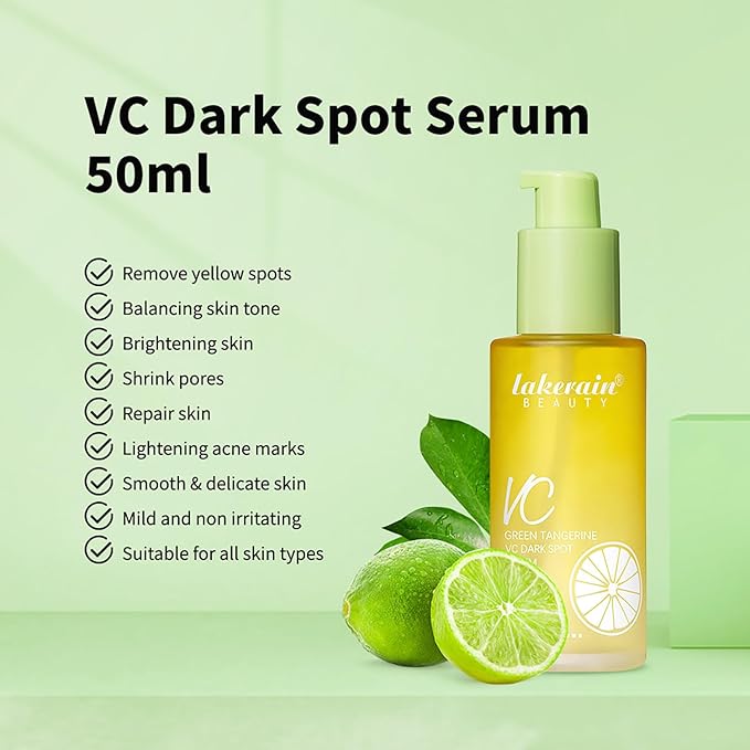 NICEFACE Green Tangerine Vitamin C Face Serum - Facial Serum with Vitamin C, Niacinamide & More - Brightening Serum for Dark Spots, Balancing Skin Tone, and Lightening Acne Marks (50ml), transparent
