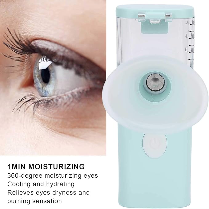 Dioche Portable Dry Eye Humidifier & Facial Steamer - Eye Mist Sprayer for Moisturizing, Fast Steam, Makeup (Blue)
