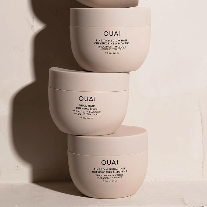 OUAI Thick Hair Mask - Hair Treatment Masque with Almond Oil, Olive Oil, & Hydrolyzed Keratin to Restore Damaged Hair - Phthalate & Paraben Free Hair Masque (8 fl oz)