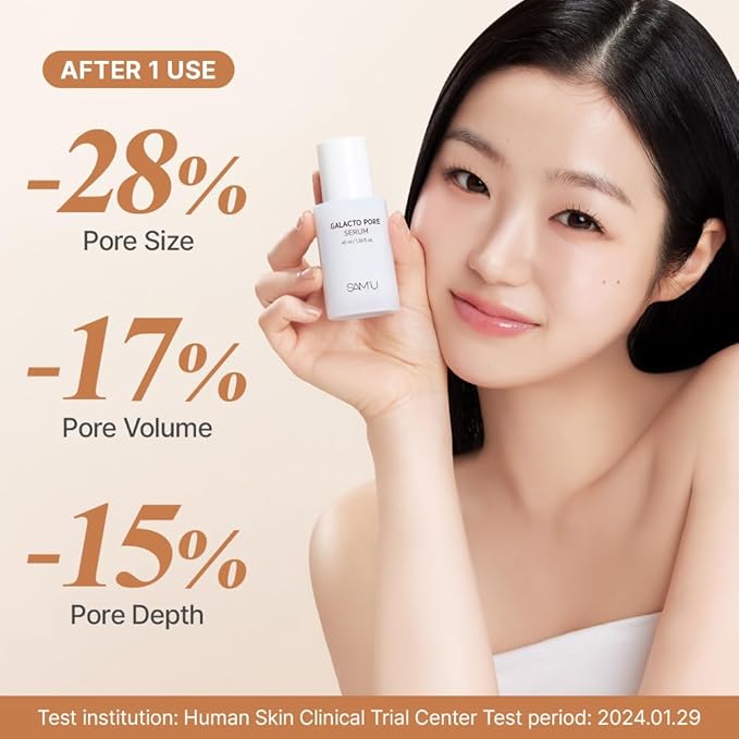 SAM'U Galacto Pore Serum – Pore Tightening Serum with Galactomyces For Glass Skin – Korean Skin Care, Tightening & Hydrating with AHA, PHA, BHA, Suitable for Acne-Prone Skin – 1.4 Fl. Oz