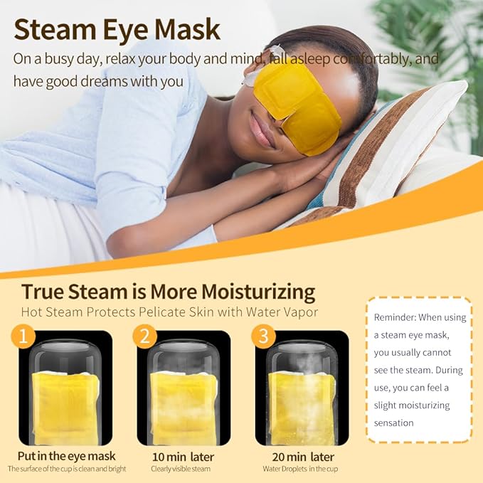 16 Packs Steam Eye Mask, Warm Eye Compress for Dry Eye Sleep Mask, Heated Eye Masks Relaxing Gifts for Women Moist Heat for Eyes Soothing Eye Fatigue, Disposable Eye Mask for SPA Essentials(Chamomile)