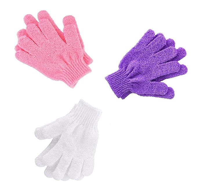 3 Pair Professional Spa Foam Bath Gloves Double Sided Massage Shower Exfoliating Wash Skin Loofah Scrubber