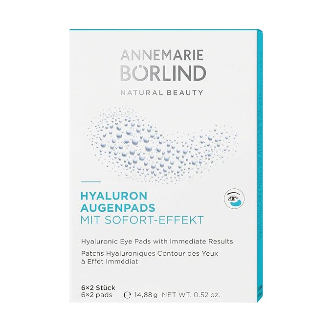 ANNEMARIE BÖRLIND Hyaluronic Acid Under Eye Mask – Vegan Eye Patches for Puffy Eyes with Tremella and Konjac Root– Remove Under Eye Bags Instantly – Cruelty-free Gel Eye Patch – 6 Pairs