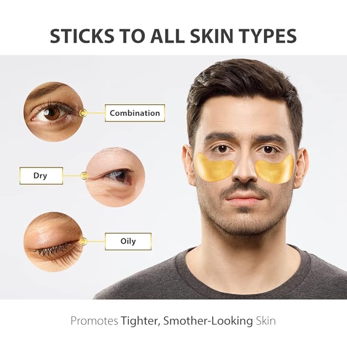 NEWGO Under Eye Mask Patches 20 Pairs Eye Gel Pads, 24K Gold Under Eye Pads Eye Mask Moisturizer Natural Collagen Eye Gels Reduce Wrinkles, Puffy Eyes, Dark Circles, Eye Bags