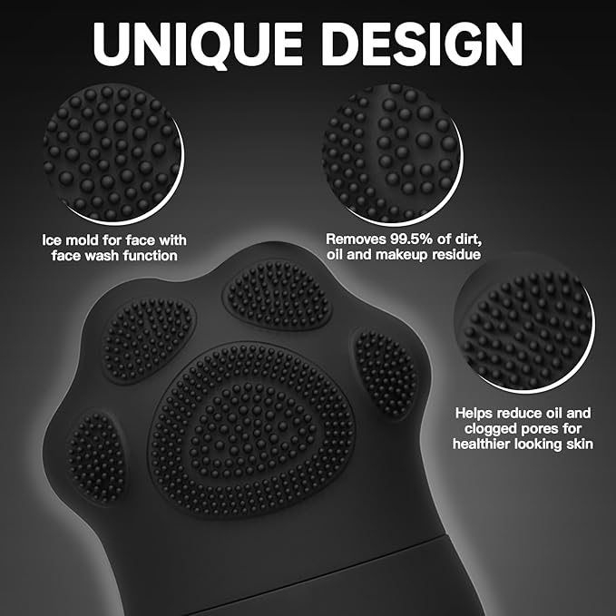 Ice Face Roller For Women, Ice Cube for face and Eyes,De-Puff Eye Bags,Reduce Migraine Pain,Cat Claws Reusable Massage Silicone Ice mold Skin Care Tools (Black)