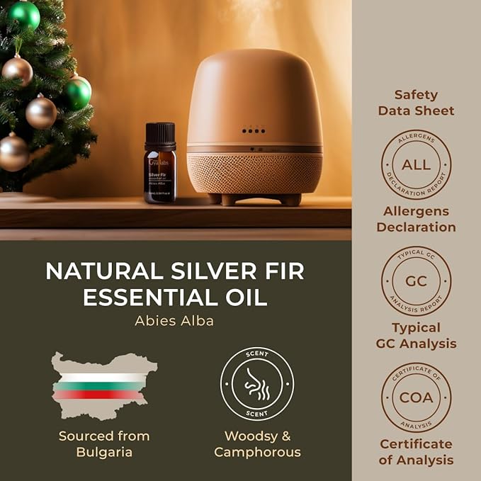 Gya Labs Silver Fir Essential Oil for Diffuser - 0.34 Fl Oz - 100% Pure Natural Silver Fir Oil for Skin, Hair, Aromatherapy & Candles Making - Fresh Woody Scent