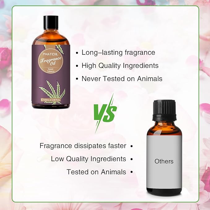 3.38FL.OZ Sweet Tobacco Fragrance Oils for Aromatherapy, Essential Oils for Diffusers for Home, Perfect for Diffuser, DIY Candle and Soap Making, DIY Scented Products - 100ml