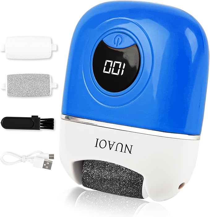 Electric Callus Remover Foot File - Rechargeable Callus Remover Pedicure Tools for Feet Foot Scrubber File Foot Care Grinder with 3 Grinding Heads 2 Speeds for Men Women Dry Callus Dead Skin (Blue)