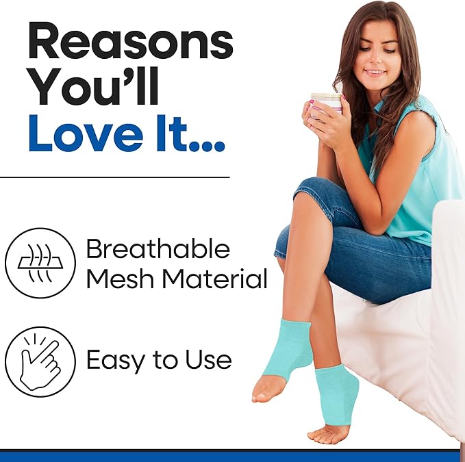 Moisturizing Socks for Women & Men | Aloe Vera Cracked Heel Treatment | Foot Callus Remover | Aloe Socks for Cracked Heels & Dry Cracked Feet | Lotion Infused Gel Heel Socks (Fits Most - 2 Pairs)