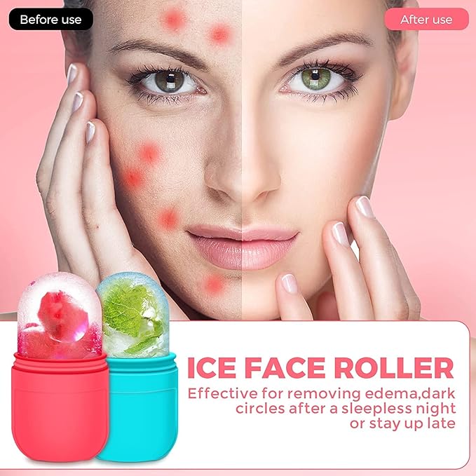 2PCS Ice Roller Mold For Face,Eyes & Neck, Your Natural Glow,Brighten Your Skin,Reduce Acne & Fine Lines,Shrink Pores,Lubricate Skin,Reusable Facial Treatment,Tightens & Tones Skin,De-Puff Eye…