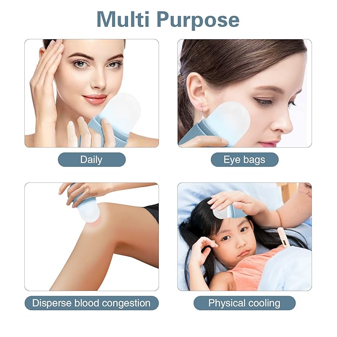 Ice Face Roller, Eye Puffiness Relief, Silicone Facial Massage Ice Mold, Reusable Face Massage, Blue
