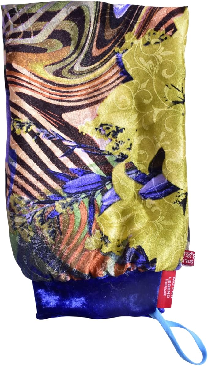 Mu LAN Legend Handmade Embossed Silk Exfoliation Mitt Polish Scrub (Blue Ocean Weave)