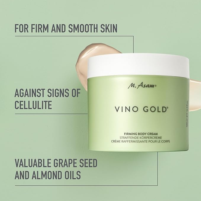 M. Asam VINO GOLD Firming Body Cream (16.9 Fl Oz)- anti-aging body care for smooth skin, lotion for women with aloe vera, cocoa butter, caffeine, vitamin E & vitamin B3, vegan personal skin care.