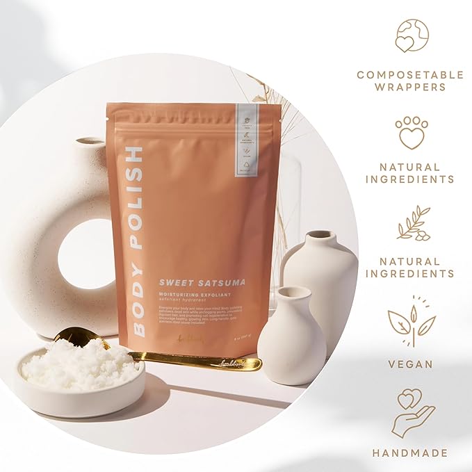 Body Polish, 8oz. - Lavender Luxury Scented Body Scrub Exfoliator for Women, Exfoliating Sugar Scrub To Lotion Moisturizer, Gentle Exfoliant for Dry and Sensitive Skin, Handmade in USA