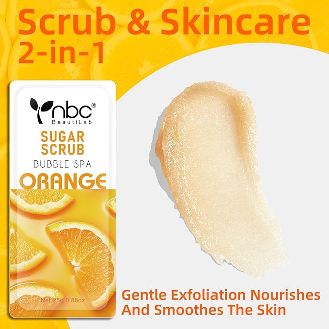 Foot Exfoliating, Sugar Scrub, Dead Skin Remover for Feet, Individually Packaged Foot Scrub Smooths, Hydrates, Detoxifies Tired and Dry Cracked Feet 16 Packs per Box,Orange scent