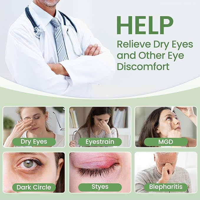 Aroma Season Vibrating Heated Eye Mask for Dry Eyes, 3000mAh Cordless Warm Eye Compress for Stye, Blepharitis, Rechargeable Electric Eye Heating Pad for MGD, Included Hygienic Eyelid Sheets