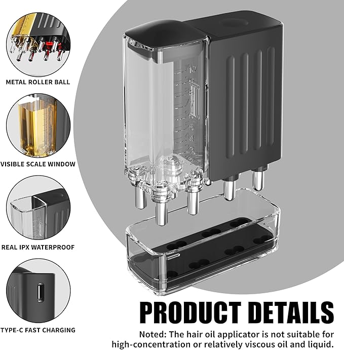 Electric Hair Oil Applicator for Scalp with Massage, Scalp Massager for Scalp Care | Hair Oiling Applicator & Oil Bottles for Healthy Hair | Electric Hair Brush for Healthy Scalp (Black)