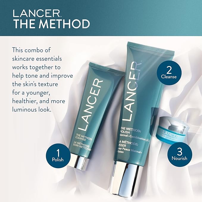 Lancer Skincare The Method: Polish Facial Exfoliator, Daily Exfoliating Face Wash with Natural Minerals, Normal Combination Skin, 8 Fluid Ounces