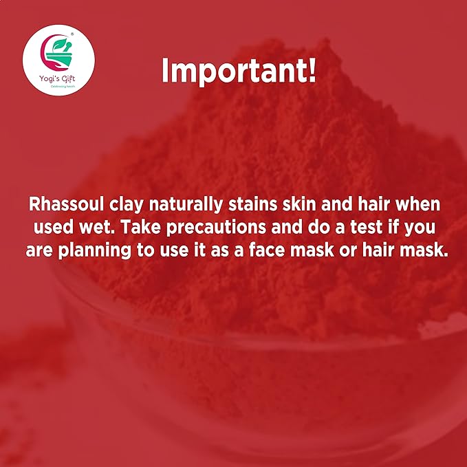 Rhassoul Clay for Hair & Face 1 LB | 100% Pure Rhassoul Clay Hair Mask Ingredient | May Stain Skin & Hair When Used Wet