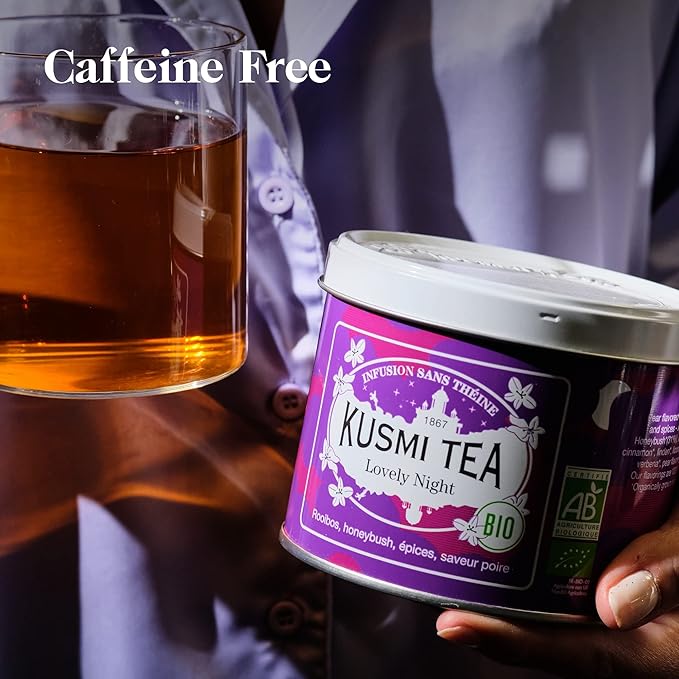 Kusmi Tea Lovely Night - 20 Muslin Tea Bags - Organic Nighttime Tea Blend of Rooibos, Honeybush, Pear, Licorice & Linden - Caffeine Free - Enjoy Hot or Iced