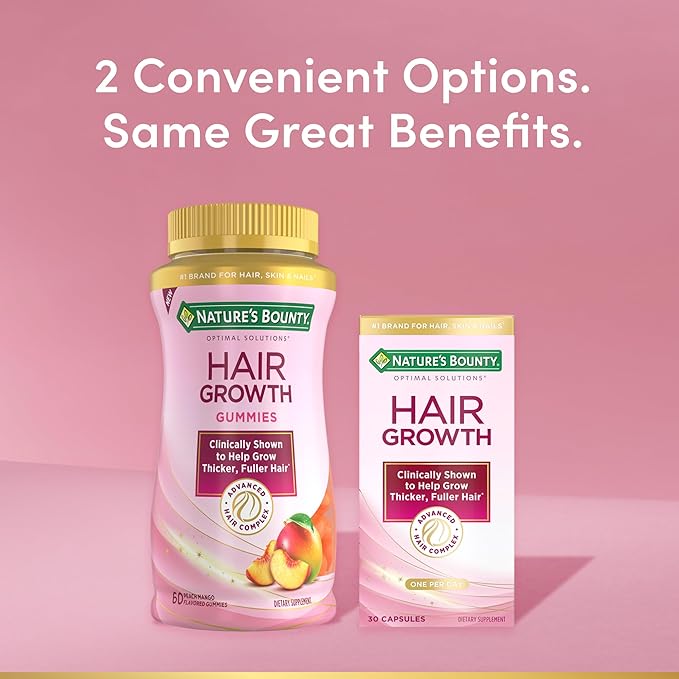 Nature's Bounty Hair Growth Supplement, 1 Per Day, Clinically Shown to Support Thicker, Fuller Hair, with Biotin, Silicon & Arginine, 30 Capsules (Pack of 2)