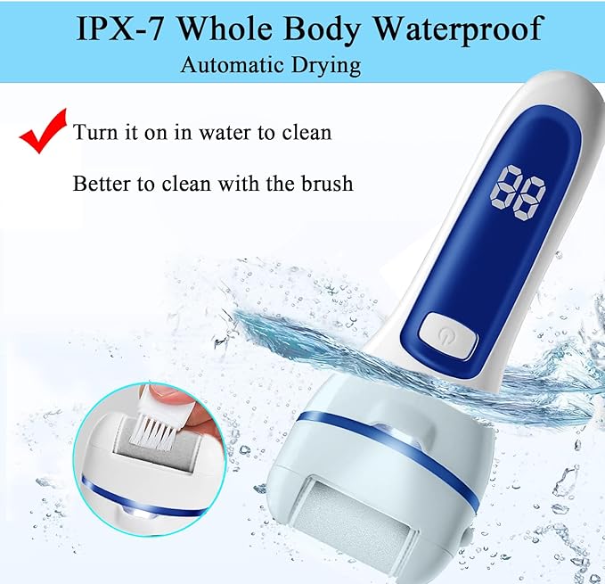 Electric Feet File Callus Remover for Feet, 13-in-1 Professional Pedicure Tools Foot Care Kit, Foot Scrubber Pedi for Hard Cracked Dry Dead Skin, 3 Rollers, 2 Speed, Battery Display