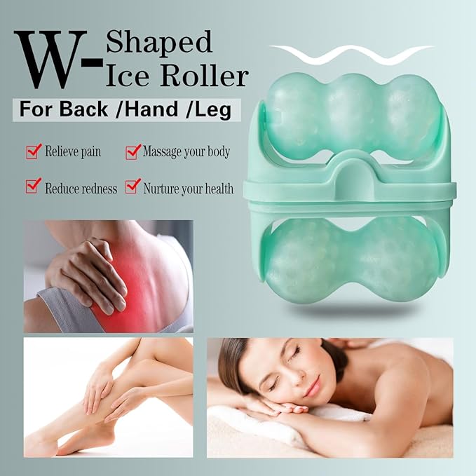 Ice Roller for Face and Eyes Facial Skin Care Tool 2-in-1 Ice Roller for Face & Eyes - Reduces Puffiness, Relieves Migraines, with Travel Case - Ideal Gift for Women (Green)