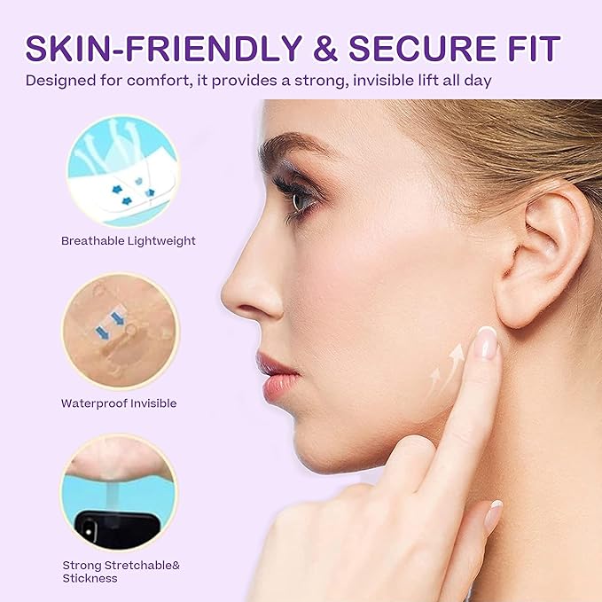 ACADA Face Lift Tape Invisible Instant Face Lifting Tape for Wrinkles, Face Tape Lifting Invisible for Wrinkles and Double Chin with Natural Lift & Youthful Look 80pcs