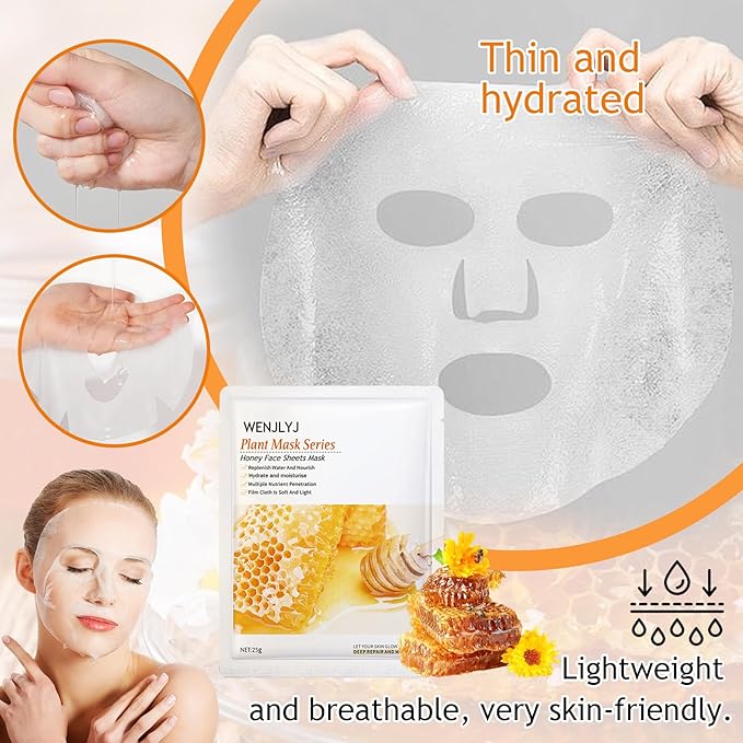 Turmeric Soap Skincare Set with Honey Face Sheets Mask,Hydrating Travel Size Turmeric Face Wash,Moisturizing Face Toner & Face Serum & Face Cream,Eye Cream Skin Care Gift Set for Women（9PCS)