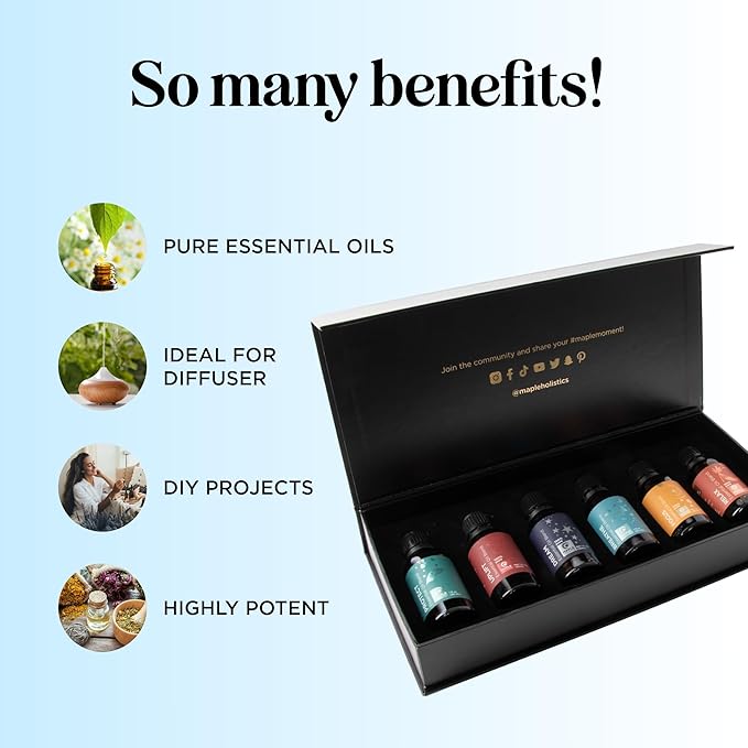 Aromatherapy Essential Oil Blends for Diffuser - Extra Large 100% Pure Diffuser Essential Oil Set with Aromatherapy Oils for Diffusers DIYs and More - Premium Essential Oil Starter Kit (6 Pack)