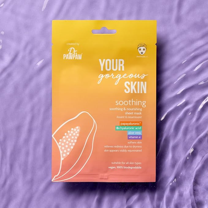 Dr. PawPaw Your Gorgeous Skin Soothing Sheet Mask - Face Mask Sheet with Aloe Vera and Vitamin E - Vegan Sheet Masks and Cruelty-Free - 0.84 oz
