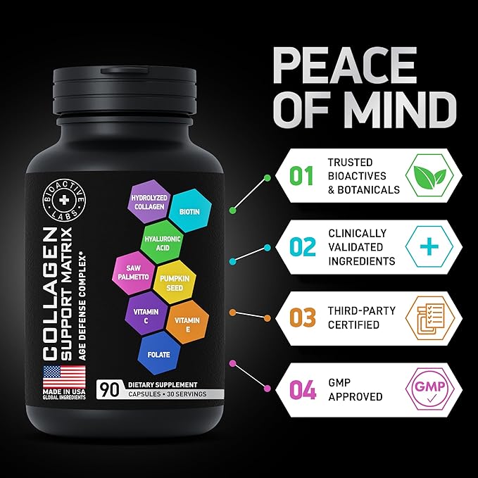 Age Defense Beauty Collagen Matrix and Vegan Collagen Enhanced Collagen Bundle for Skin, Hair, Nails