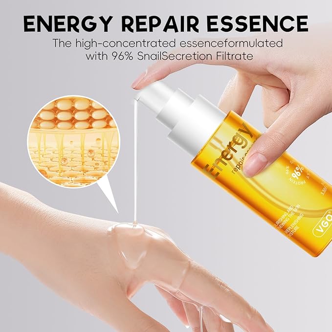 VGO 96% Snail Mucin Serum - Advanced Hydrating & Anti-Aging Snail Extract Serum for Smooth, Radiant Skin - Face Serum Repair & Moisturizing Formula - Suitable for All Skin Types, 100ml / 3.38 fl.oz