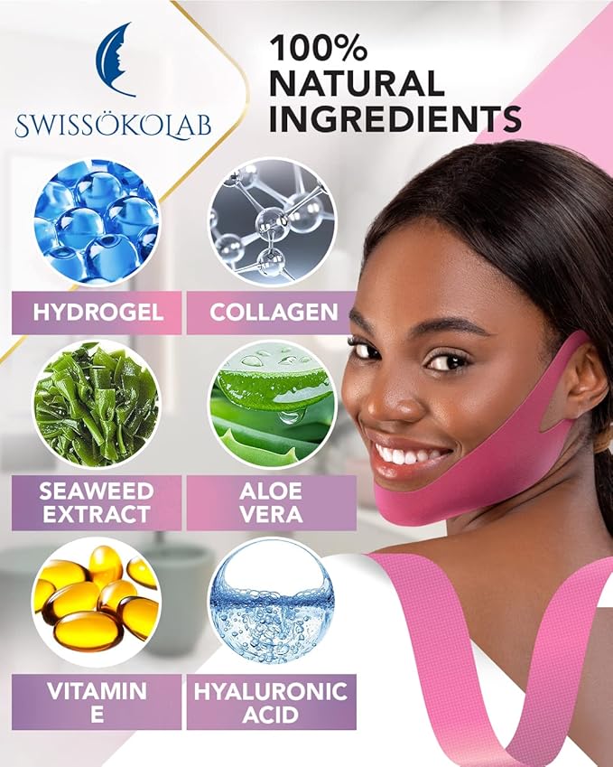 SWISSÖKOLAB Double Chin Reducer V Line Lifting Mask + Under Eye Patches For Puffy Eyes 24k Gold Eye Mask For Dark Circles