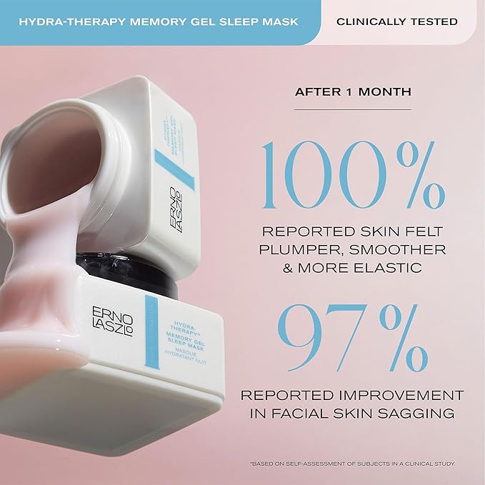 Erno Laszlo Hydra-Therapy Memory Gel Sleep Mask, Overnight Hydration, Leave-on Face Mask with Antioxidants and Vitamin E for Smooth and Elastic Skin During Sleep, 1.35 Fl Oz