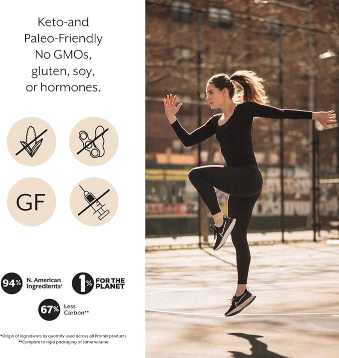 PROMIX Collagen Peptides Protein Powder, Pasture-Raised Grass Fed Hydrolysate | Unflavored, 2.5lbs | Keto, Non GMO, Gluten Free, Natural, Organic, Hydrolyzed | For Healthy Skin, Bones, Hair and Joints