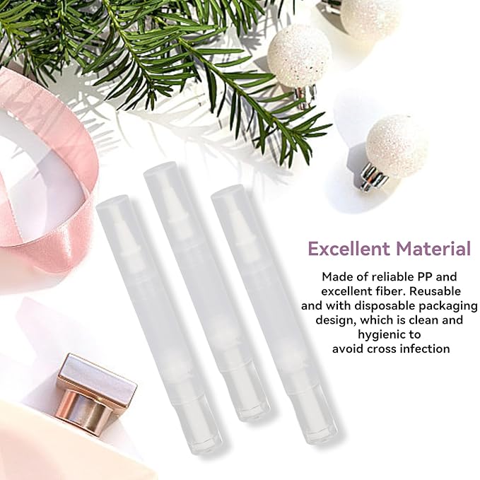 3 PCS Transparent Twist Pens, 4.5ml Rotating Reusable Cuticle Oil Pen Nail Oil Container Applicator with Brush Tip for Skin Care Nail Care Home Travel