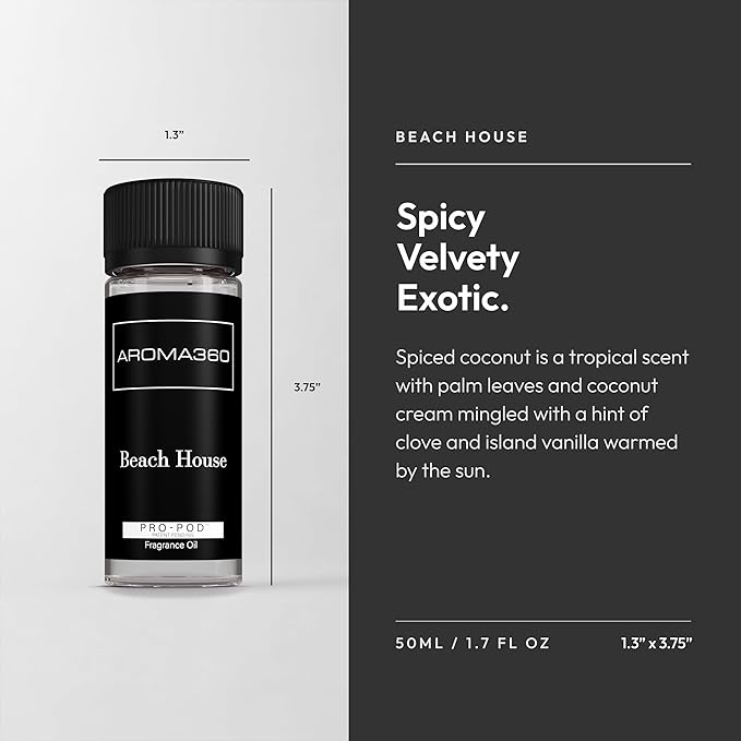 Aroma360 Pro Pod - Fragrance Oil Inspired by Mandala Bay Las Vegas - Scent Includes Coconut, Vanilla & Clove - Beach House, 50mL/1.7 fl oz