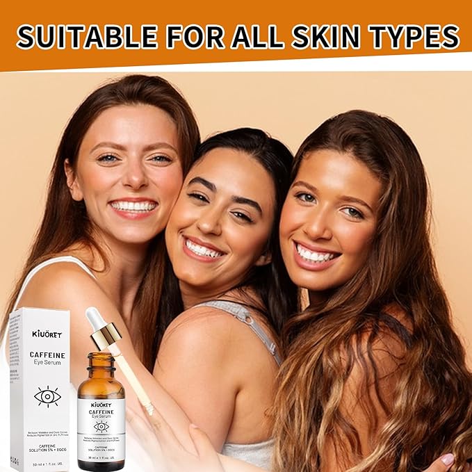 Caffeine Eye Serum with EGCG, 5% Caffeine Solution for Eyes Reduces Pigmentation and Puffiness, Under Eye Serum for Dark Circles, Wrinkles and Fine Lines for All Skin Types, 1 OZ