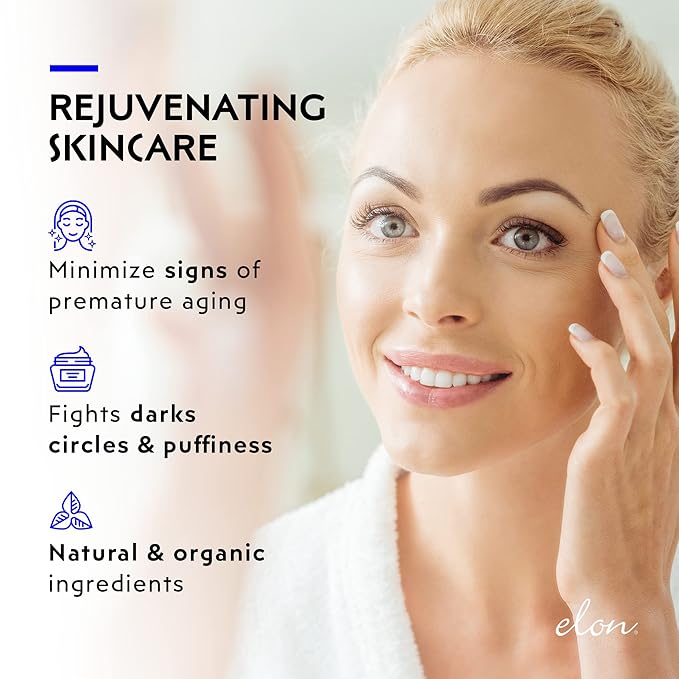 Elon Youth Under Eye Gel – Hyaluronic Acid Gel w/MSM, Plant Stem Cells - Anti Aging to Fight Dark Circles– Under Eye Puffiness Reducer– For All Skin Types, No Fragrance or Parabens (1oz/30ml)