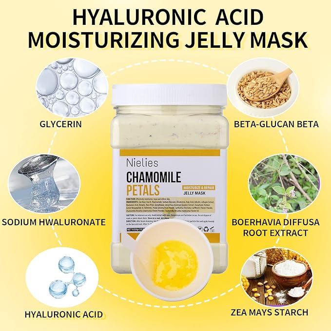 Lavender + Chamomile Patel Jelly Mask, Facial Skin Care- Collagen Peel-Off Jelly Mask Set For Facials, Face Mask For Instant Hydration, Vegan Peel Off Face Mask, For Anti-Aging